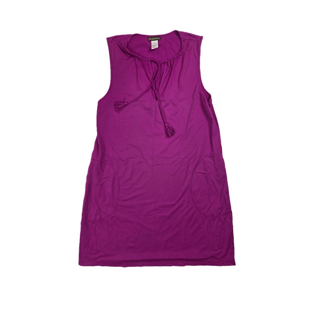 Tommy Bahama Purple V Neck Tie Tassel Beach Resort Cover Up Dress Women's Size M